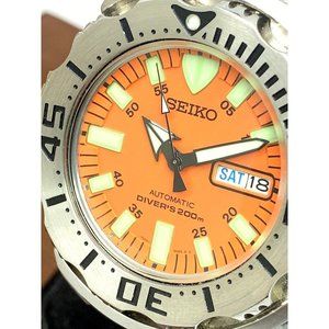 Seiko | | Seiko Mens Watch Skx78 Monster Day Date Orange Dial Steel 7s26350 | Poshmark